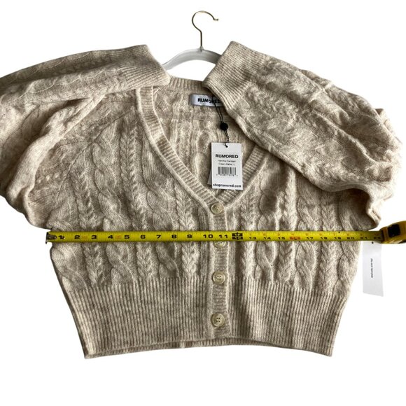 RUMORED Frenchie Cardigan Cream Cable size L Large Oversized - Picture 9 of 12